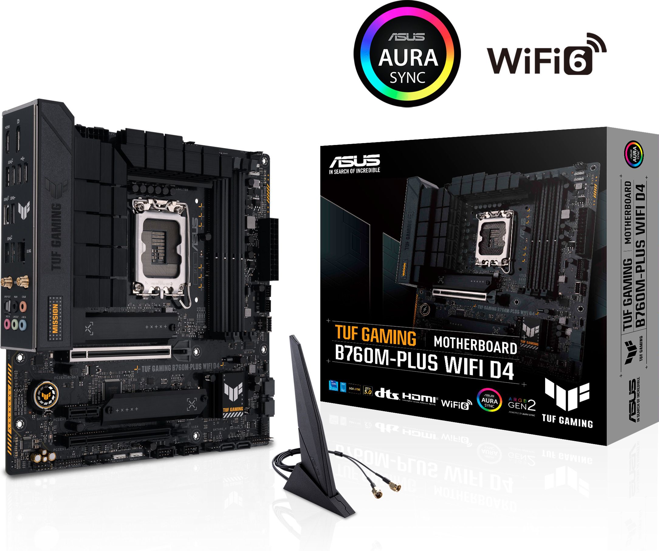 ASUS TUF GAMING B760M-PLUS WIFI D4 LGA1700 mATX 4xDIMM DDR4 1xDP 1xHDMI 4xSATA 2xM.2 MB